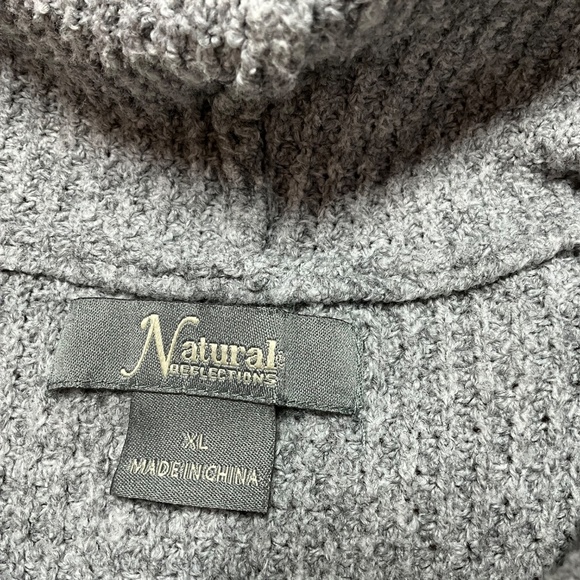 NATURAL REFLECTIONS Cotton Blend Waffle Knit Long Sleeve Hooded Sweatshirt Sz XL - Picture 4 of 8